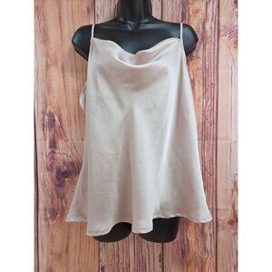 Express Womens XL Satin Cowl Neck Tank Top In Light Taupe